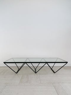 Paolo Piva for B&B Italian Glass and Metal Coffee Table 1970s