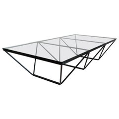 Paolo Piva for B&B Italian Glass and Metal Coffee Table 1970s
