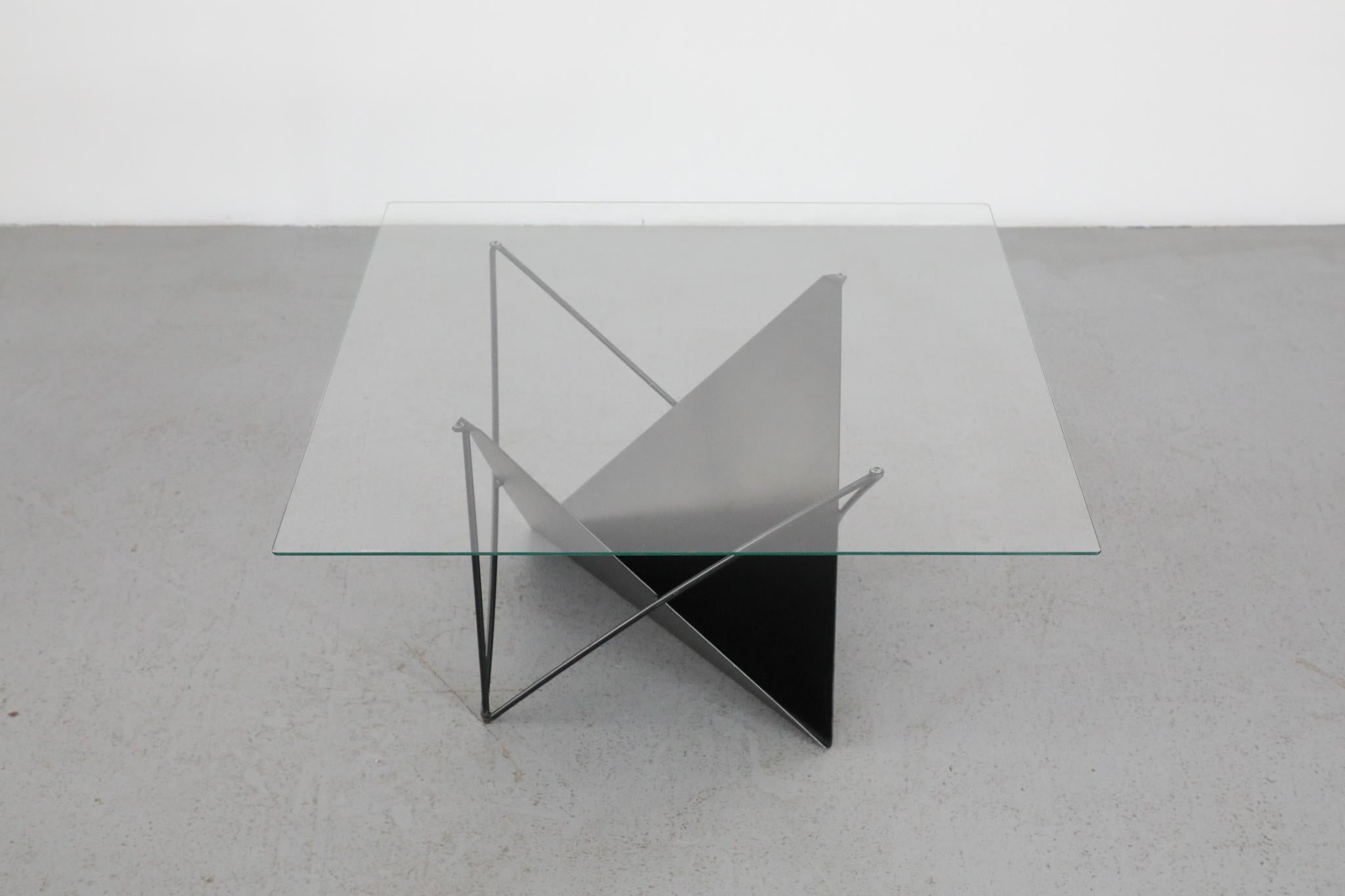 Metal Paolo Piva Inspired Modernist Coffee Table with Magazine Rack For Sale