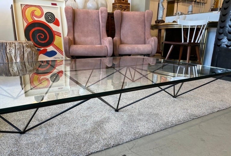Rare big table coffee by Paolo Piva for B&B Italia 1975, Minimalist and sculptural, metal and glass. 
