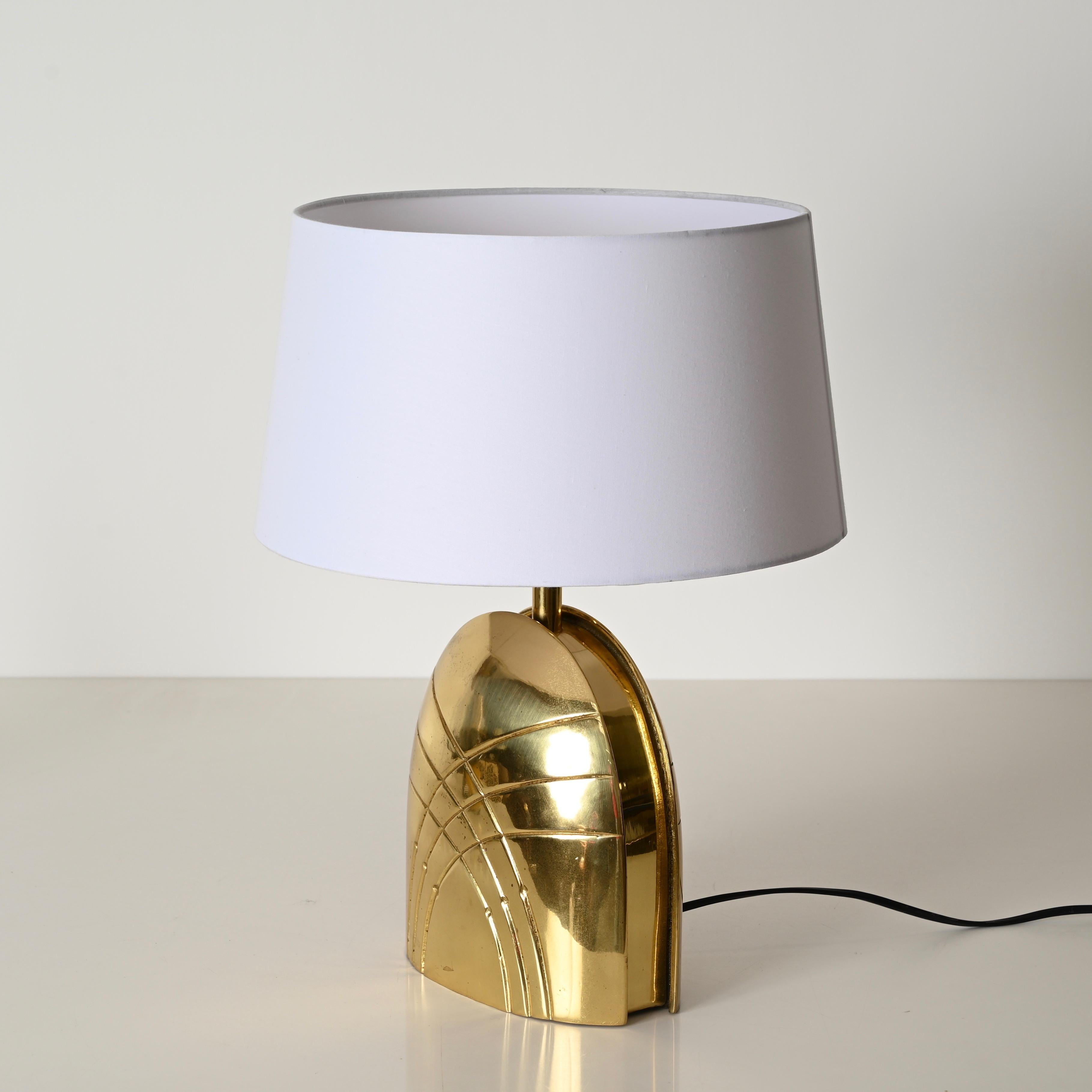 Paolo Piva Large Solid Brass Table Lamp, Italy 1970s For Sale 5