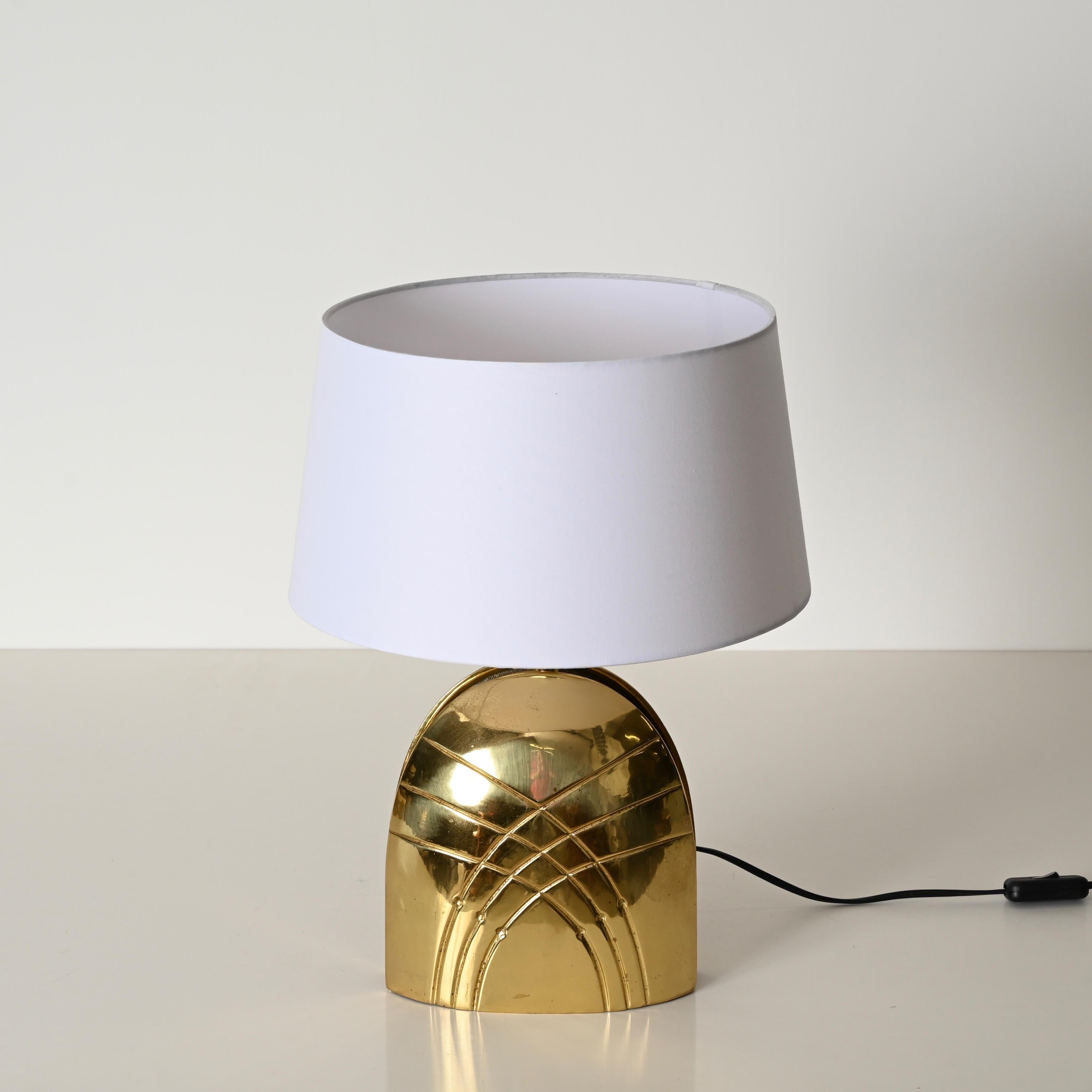 Paolo Piva Large Solid Brass Table Lamp, Italy 1970s In Good Condition For Sale In Roma, IT
