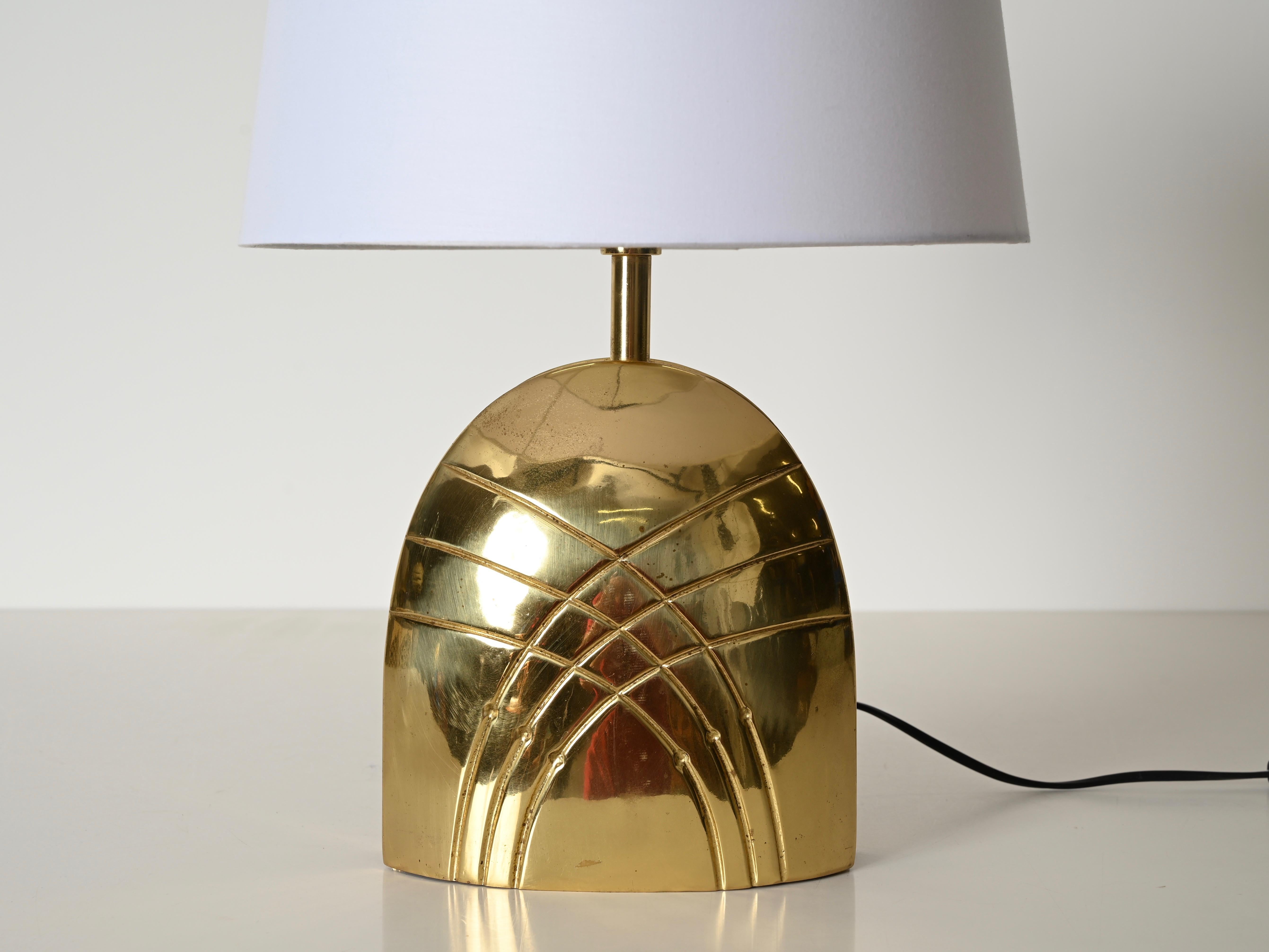 Late 20th Century Paolo Piva Large Solid Brass Table Lamp, Italy 1970s For Sale