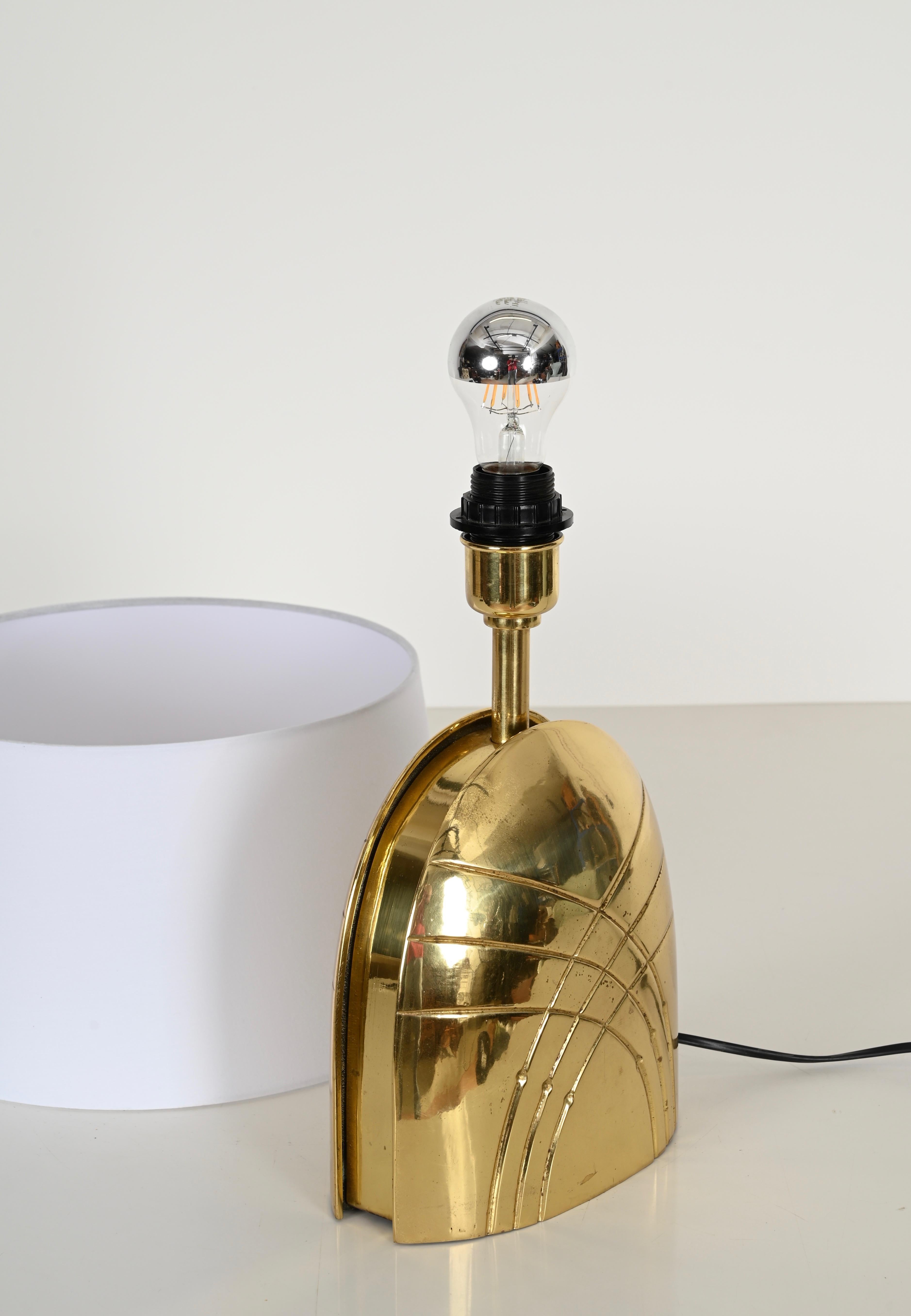 Paolo Piva Large Solid Brass Table Lamp, Italy 1970s For Sale 1