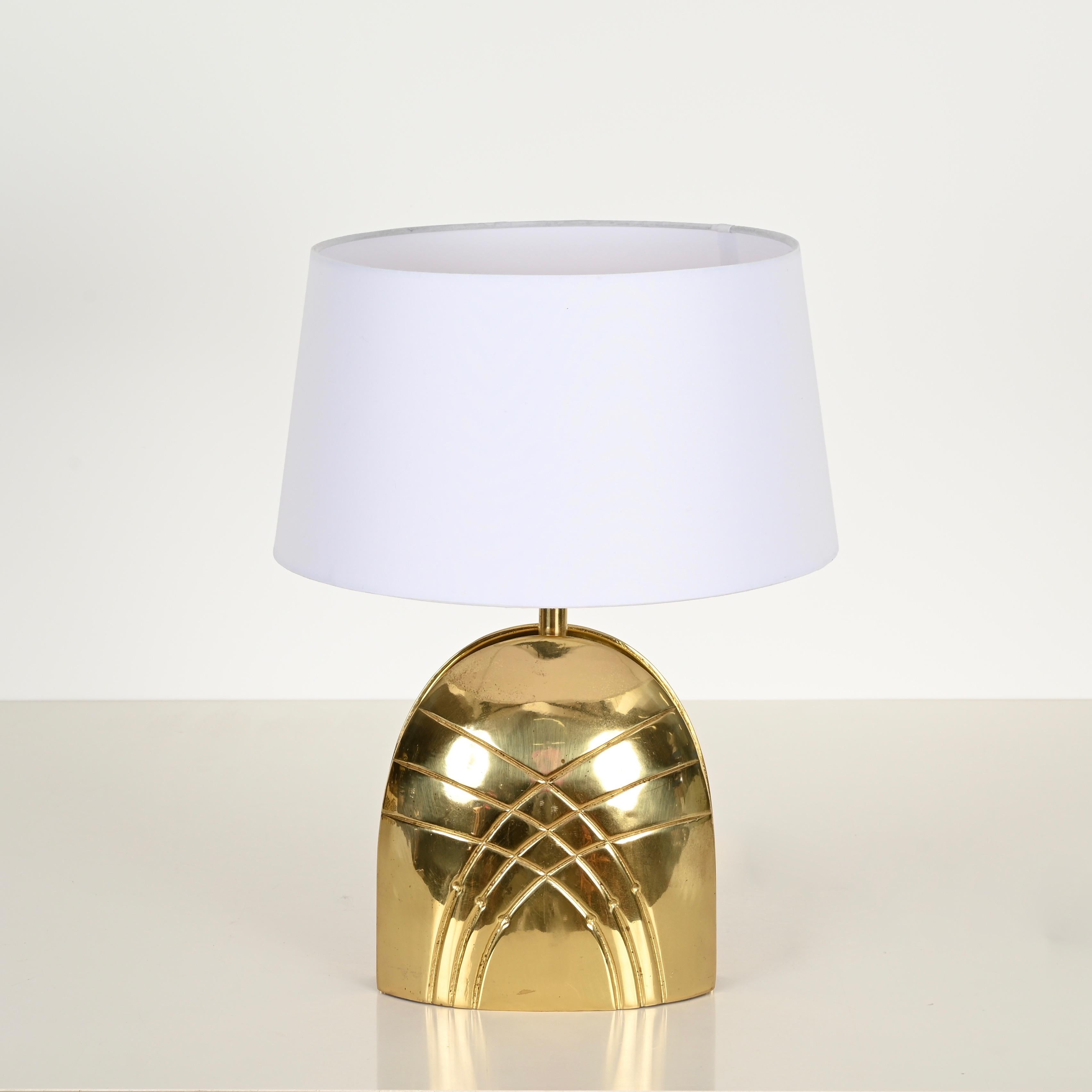 Paolo Piva Large Solid Brass Table Lamp, Italy 1970s For Sale 2
