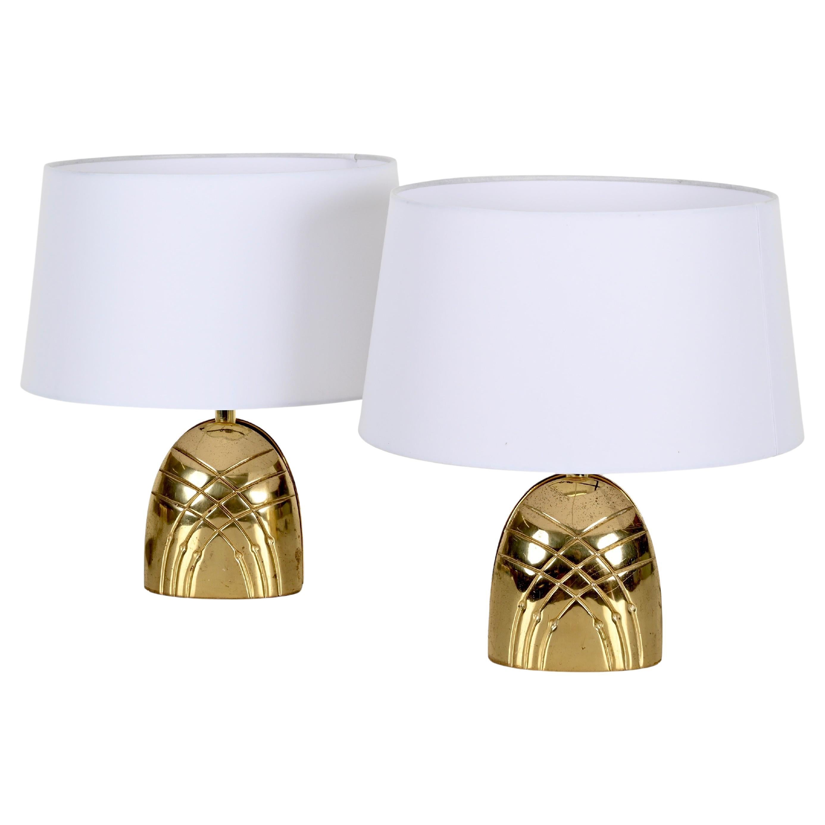 Paolo Piva Pair of Brass Table Lamps, Italy 1970s