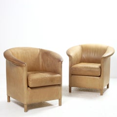 Paolo Piva Pair of Leather Cocktail Armchair Model Aura for Wittmann 1980s