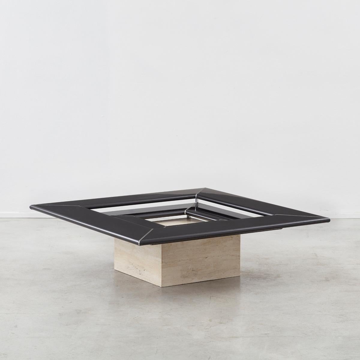 Paolo Piva (1950-2017) was an Italian architect and designer whose interest in social housing influenced a career in making minimalist, elegant and functional buildings and furniture. In his “Re Quadro” coffee table, negative space counts as much as