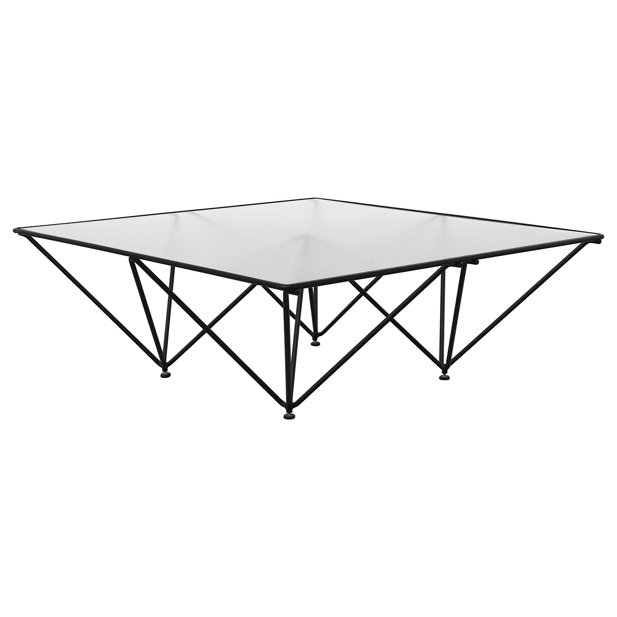 Paolo Piva Style "Alanda" Pyramid Table with Textured Glass