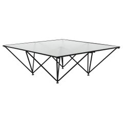 Paolo Piva Style "Alanda" Pyramid Table with Textured Glass