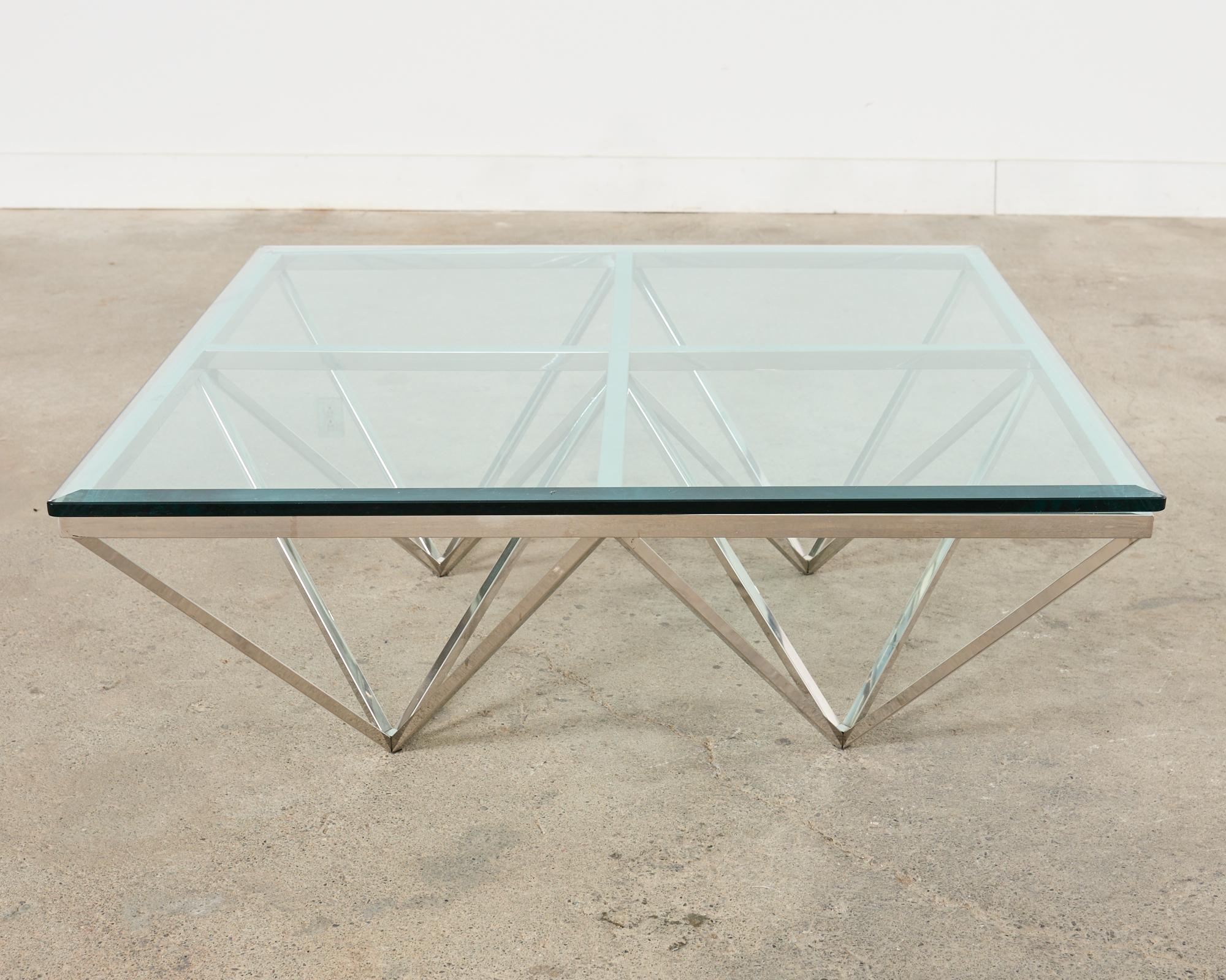 Paolo Piva Style Alanda Square Pyramidal Cocktail Table For Sale 2