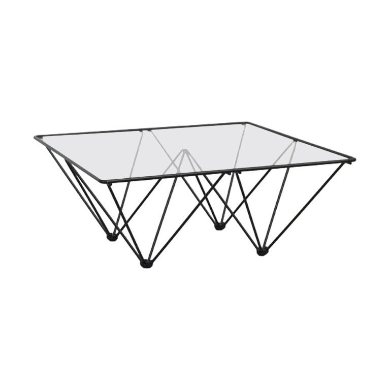 Paolo Piva Style Alanda Wire Coffee Table, Black Enameled Frame For Sale