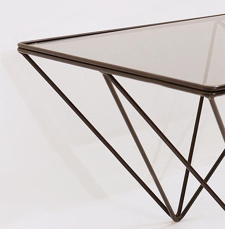 Mid-Century Modern Paolo Piva Style Glass and Steel Coffee Table, 1970s For Sale