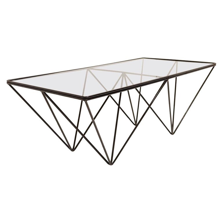 Paolo Piva Style Glass and Steel Coffee Table, 1970s For Sale
