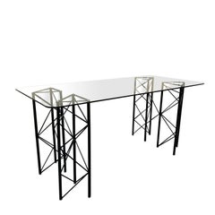 Paolo Piva Style Metal and Glass Desk, Italy, 1970s