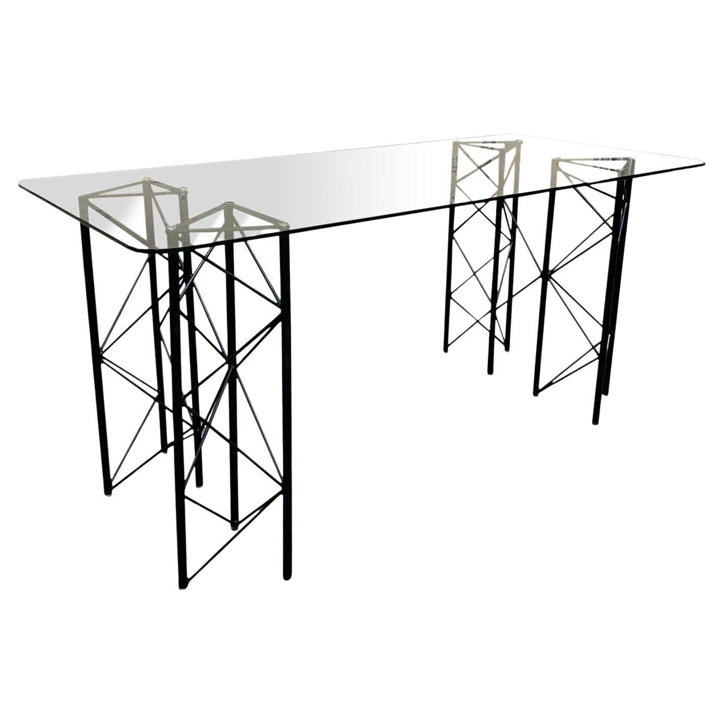 Paolo Piva Style Metal and Glass Desk, Italy, 1970s For Sale