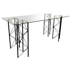 Paolo Piva Style Metal and Glass Desk, Italy, 1970s