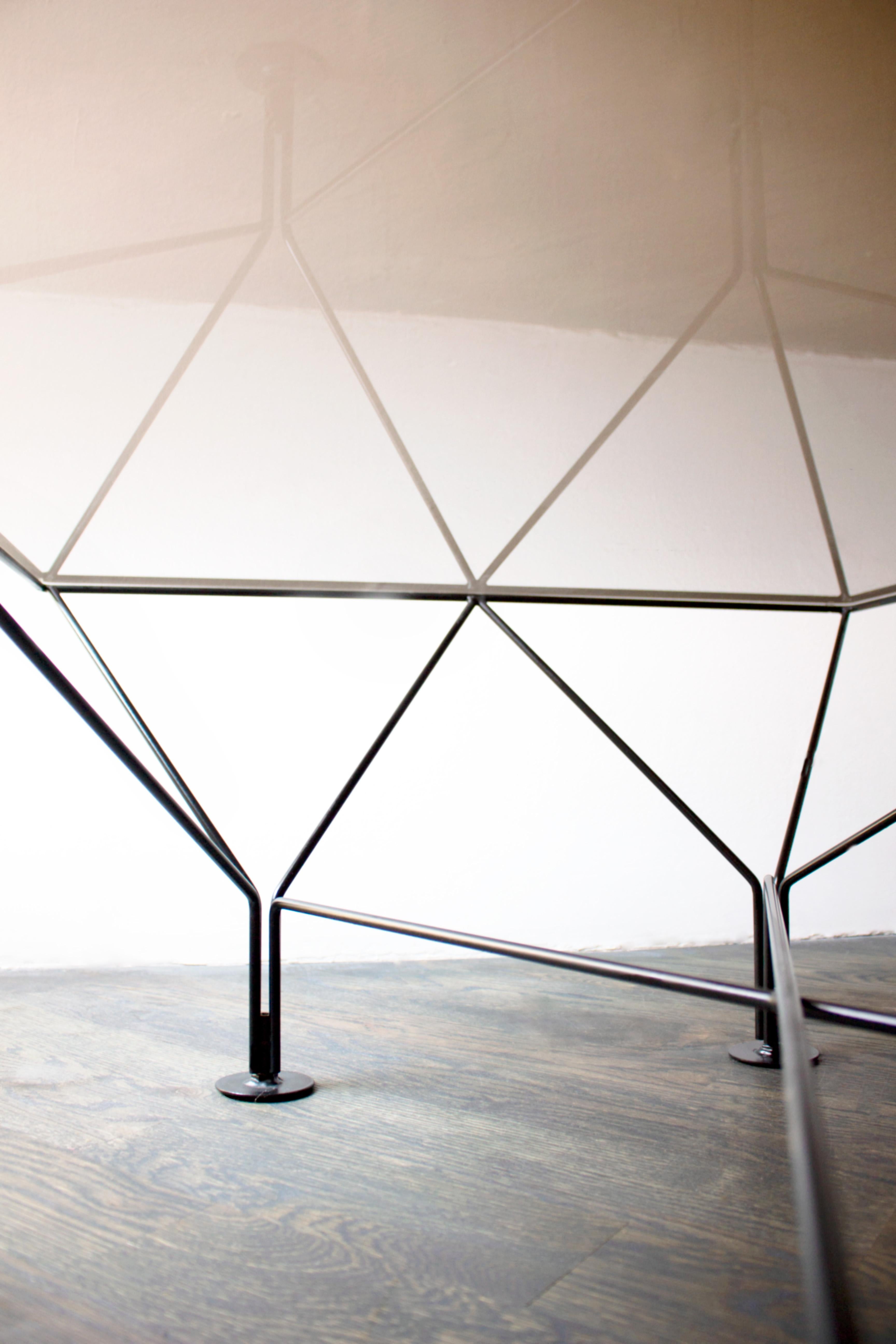 Powder-Coated Paolo Piva Style Metal and Smoked Glass Coffee Table