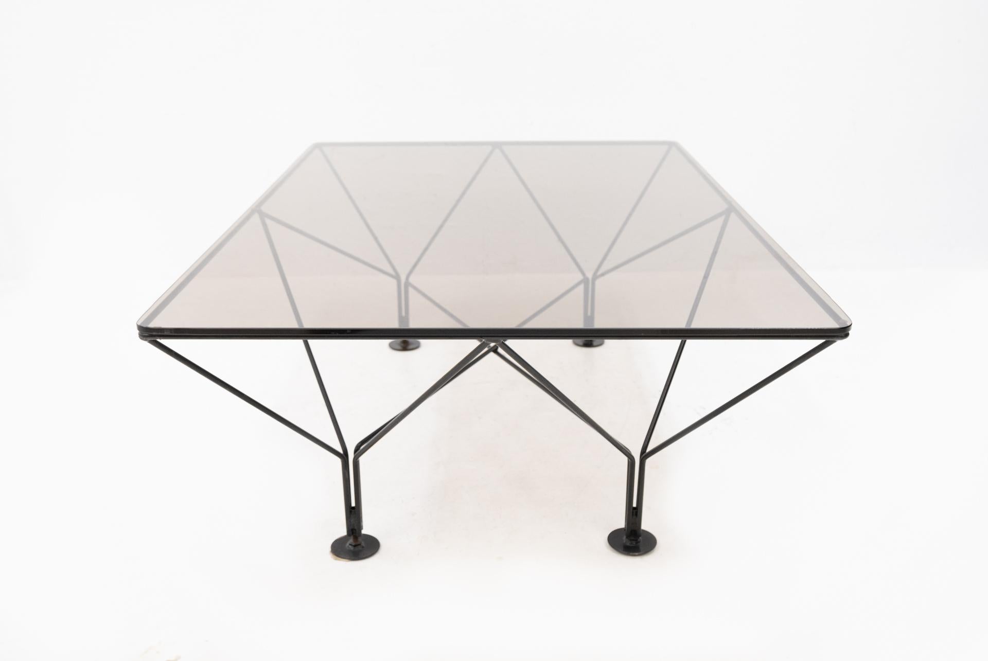 Italian Paolo Piva Style Smoked Glass Coffee Table, 1980s