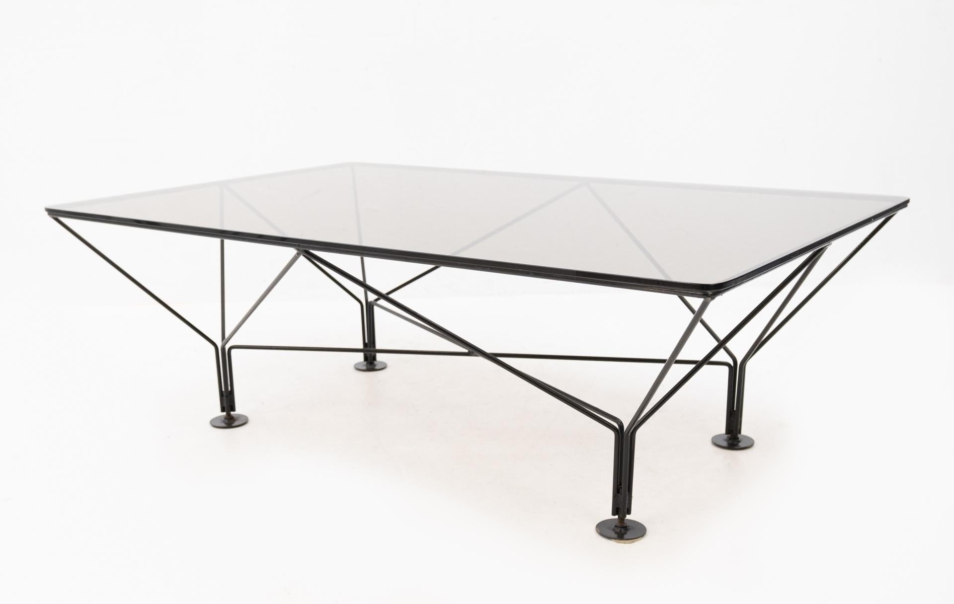 Steel Paolo Piva Style Smoked Glass Coffee Table, 1980s