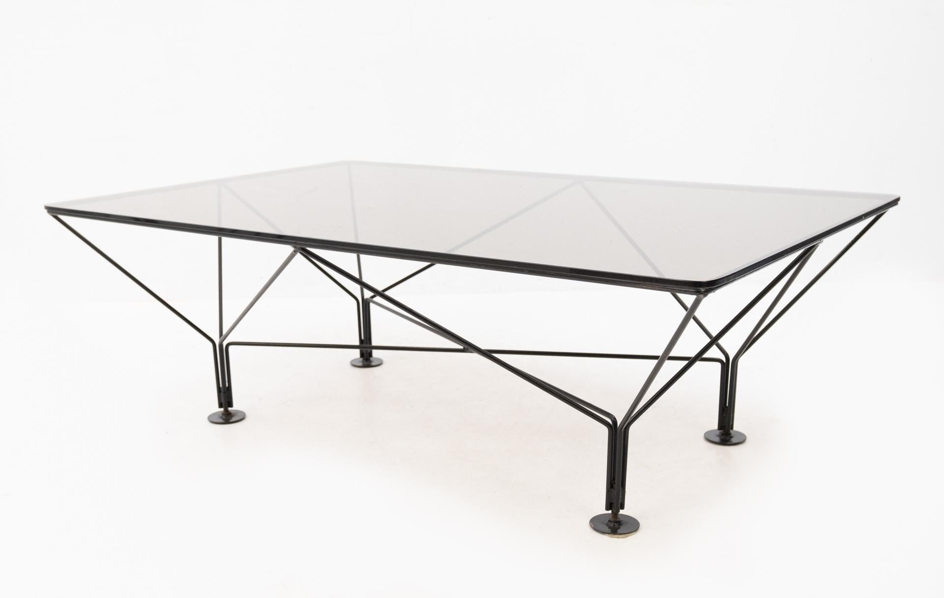 Steel Paolo Piva Style Smoked Glass Coffee Table, 1980s