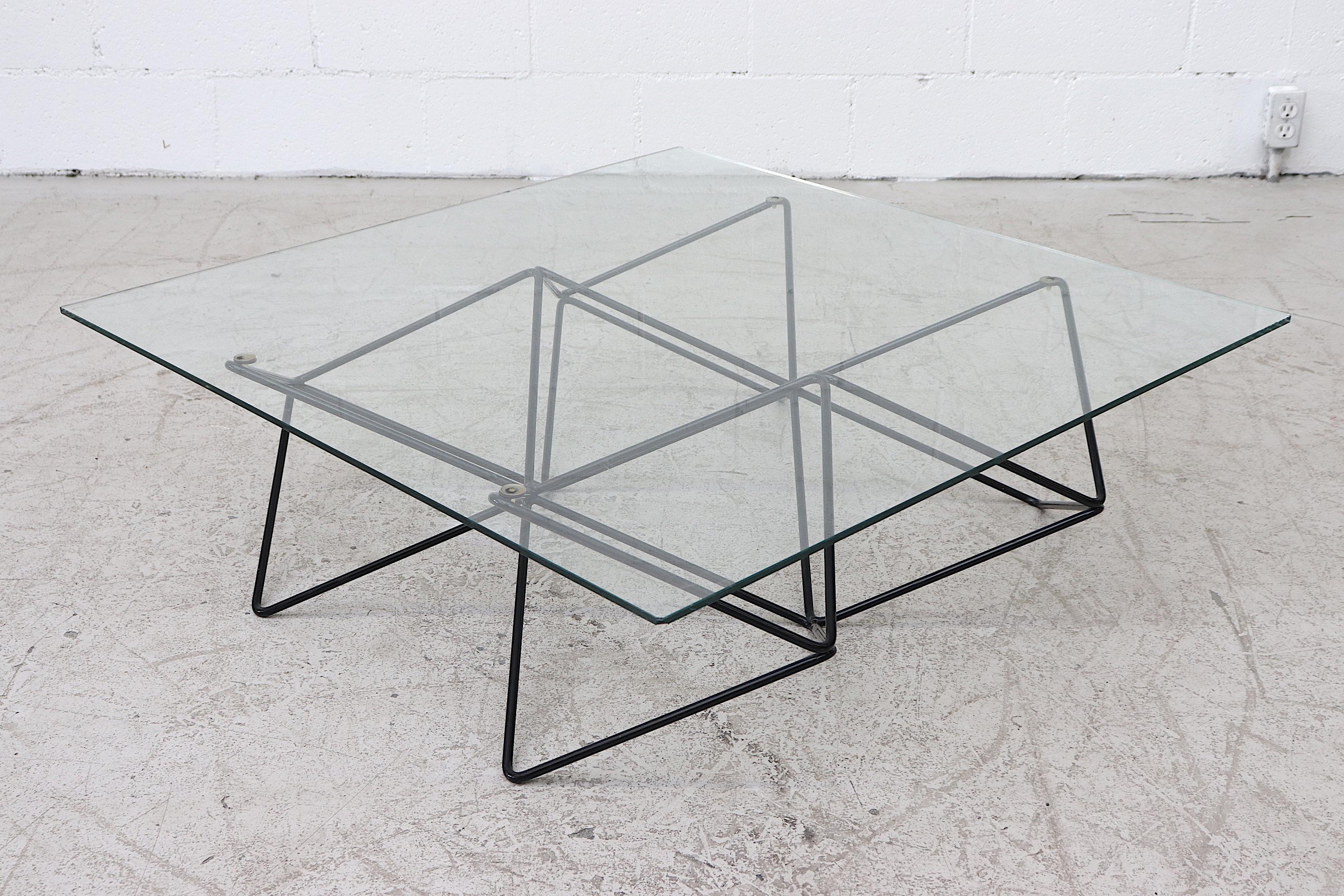 Enameled Paolo Piva Style Wire Frame Coffee Table