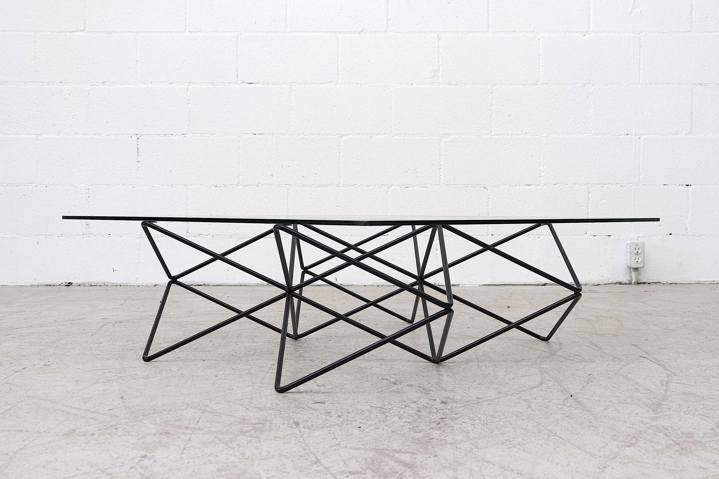Paolo Piva Style Wire Frame Coffee Table In Good Condition In Los Angeles, CA