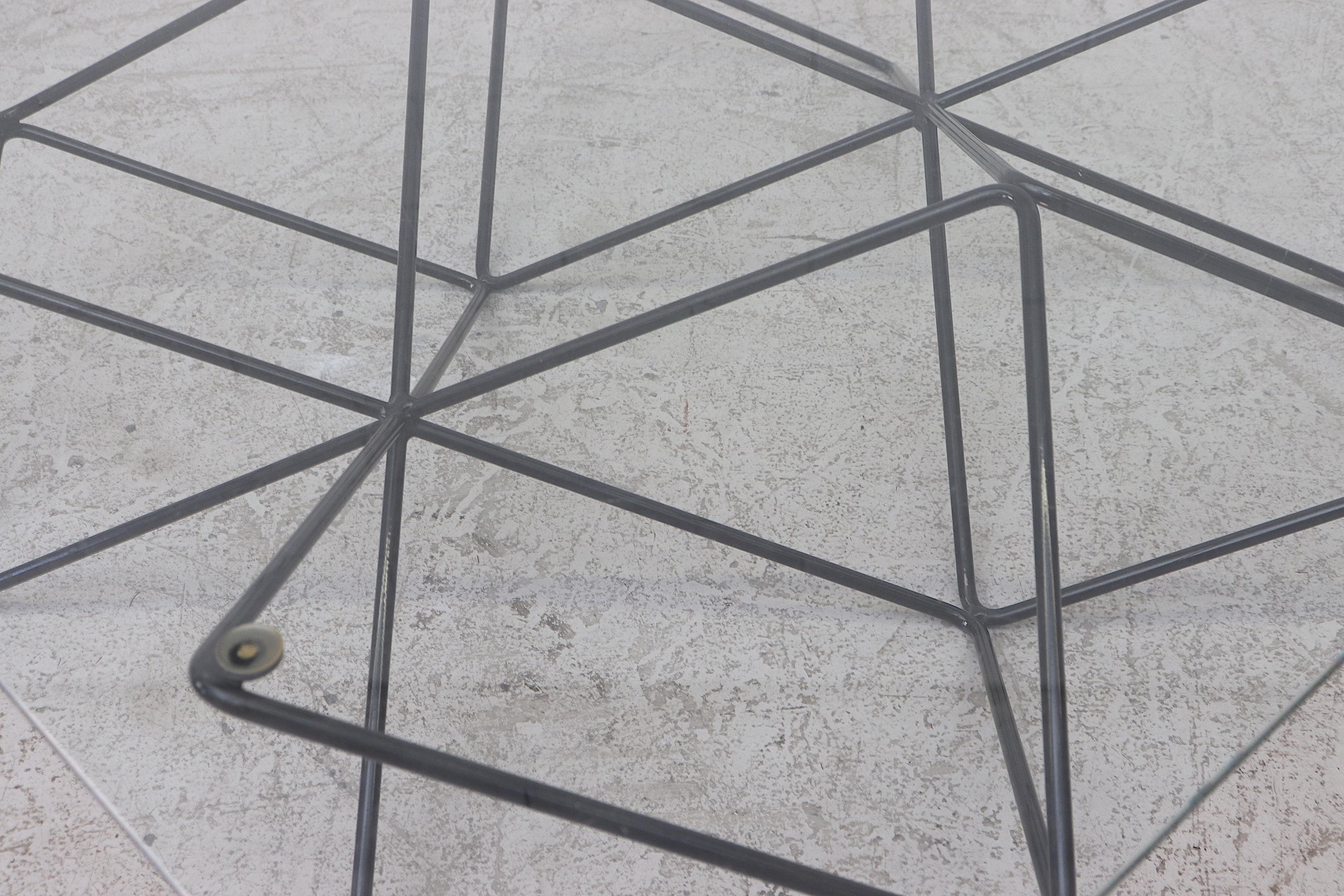 Glass Paolo Piva Style Wire Frame Coffee Table