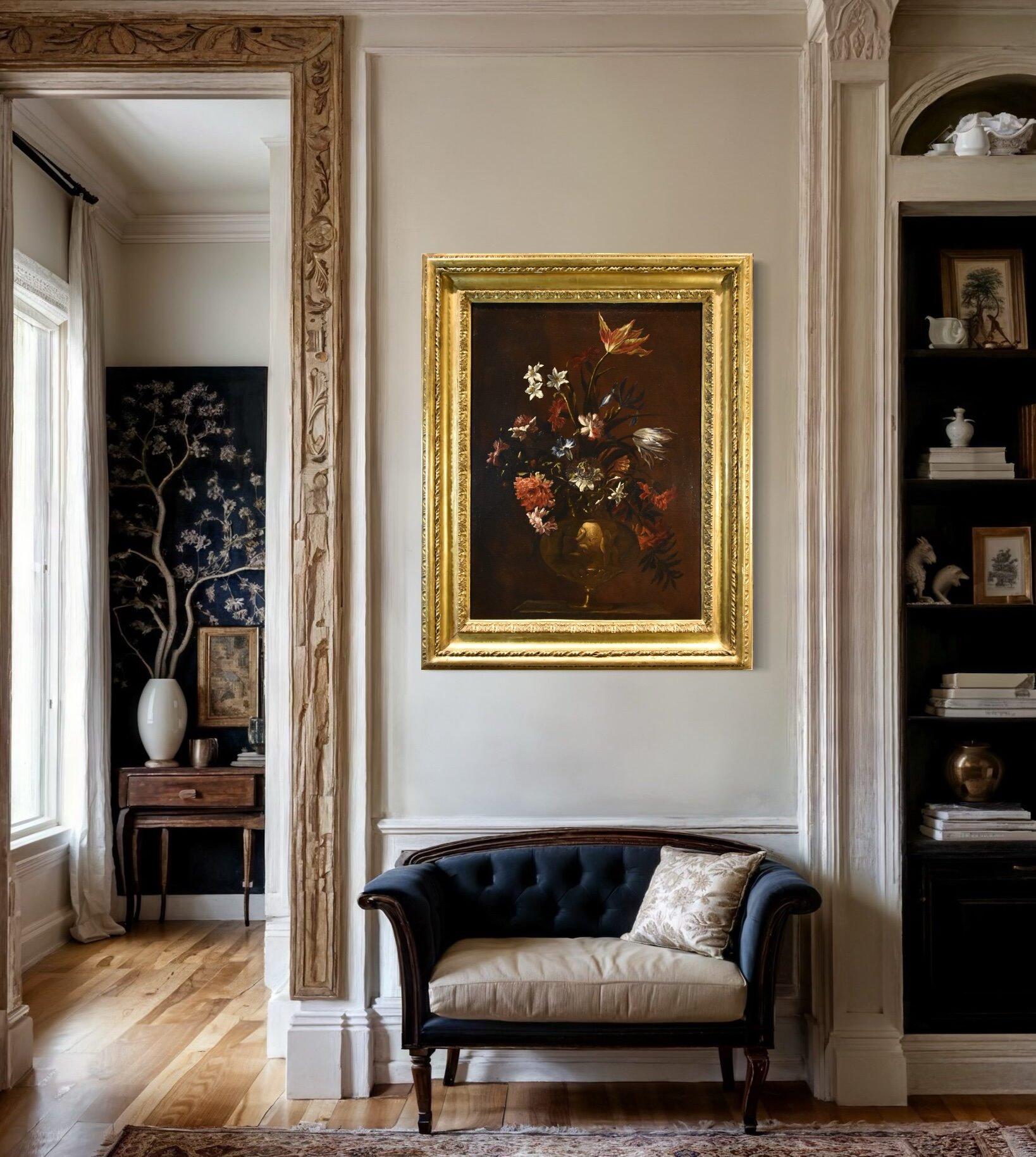 Stillleben Blumen Porpora Gemälde 17. Jahrhundert Öl auf Leinwand Alter Meister Italien 8