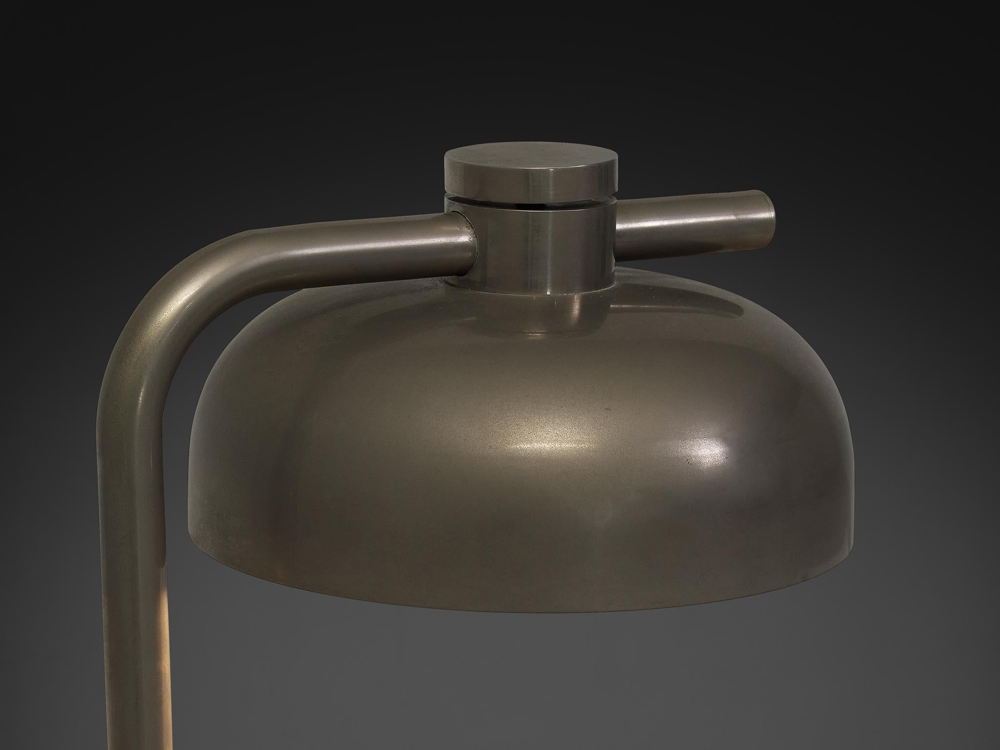 Post-Modern Paolo Salvi Table Lamp in Travertine and Chromed Metal For Sale