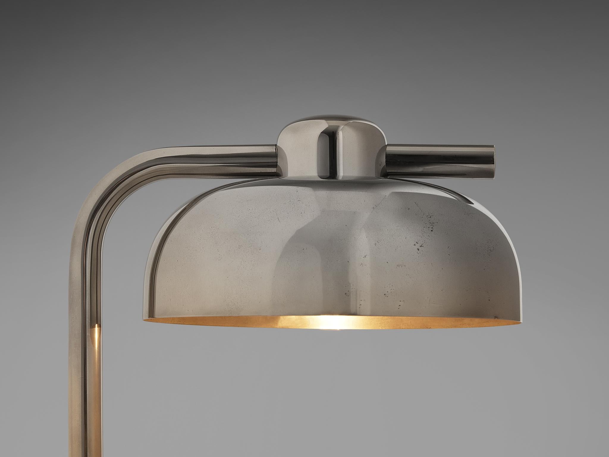Post-Modern Paolo Salvi Table Lamp in Travertine and Chromed Metal