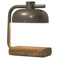 Paolo Salvi Table Lamp in Travertine and Chromed Metal