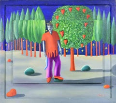 Le jeune chanteur d'opéra - Peinture à l'huile de Paolo Scheggi - années 1990