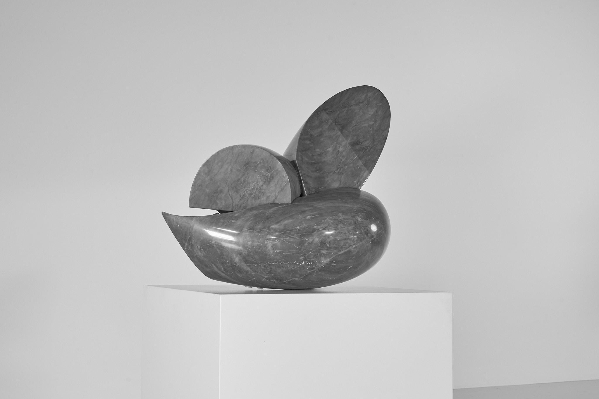 This is for a very pleasing and Monumental sized grey marble sculpture made by painter and sculptor Paolo Schiavampo, Italy 1977. Schiavocampo gained a name for himself due to the collaboration with 'fiumara d'arte' in messina with the display of