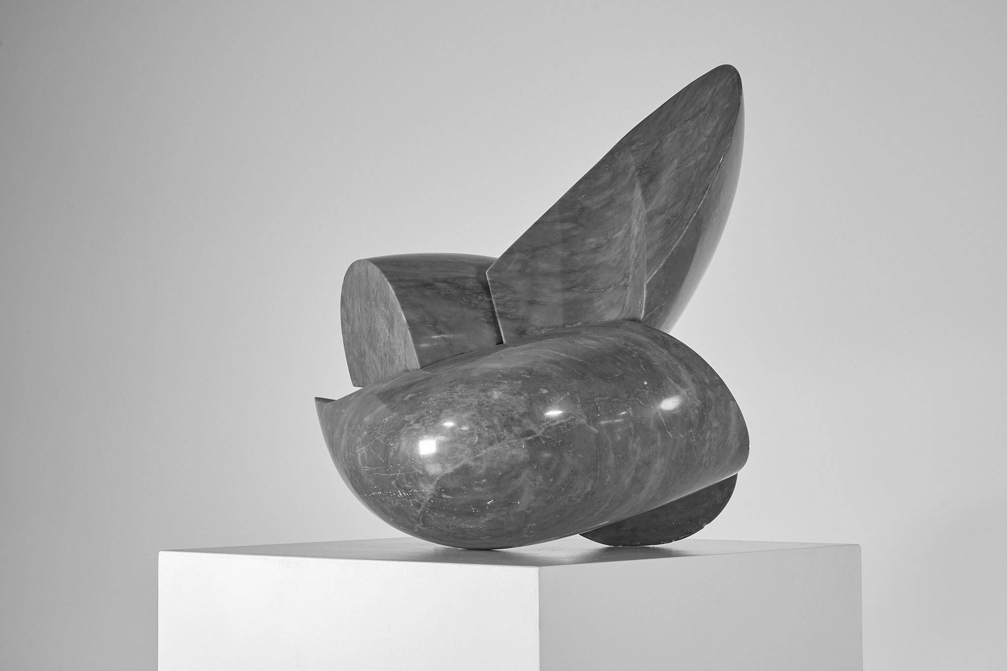 Mid-Century Modern Paolo Schiavocampo Grey Marble Sculpture Italy 1973