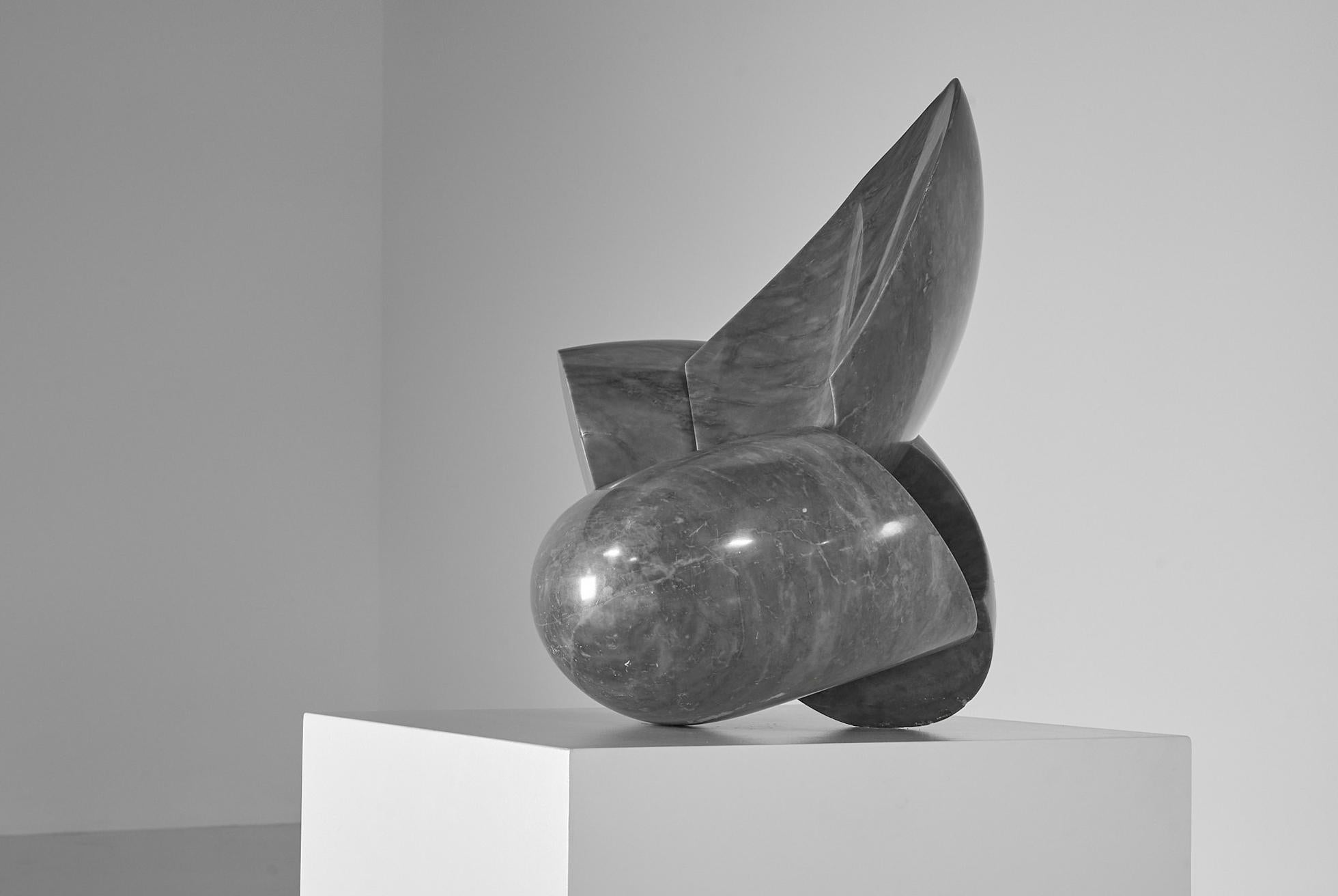 Italian Paolo Schiavocampo Grey Marble Sculpture Italy 1973