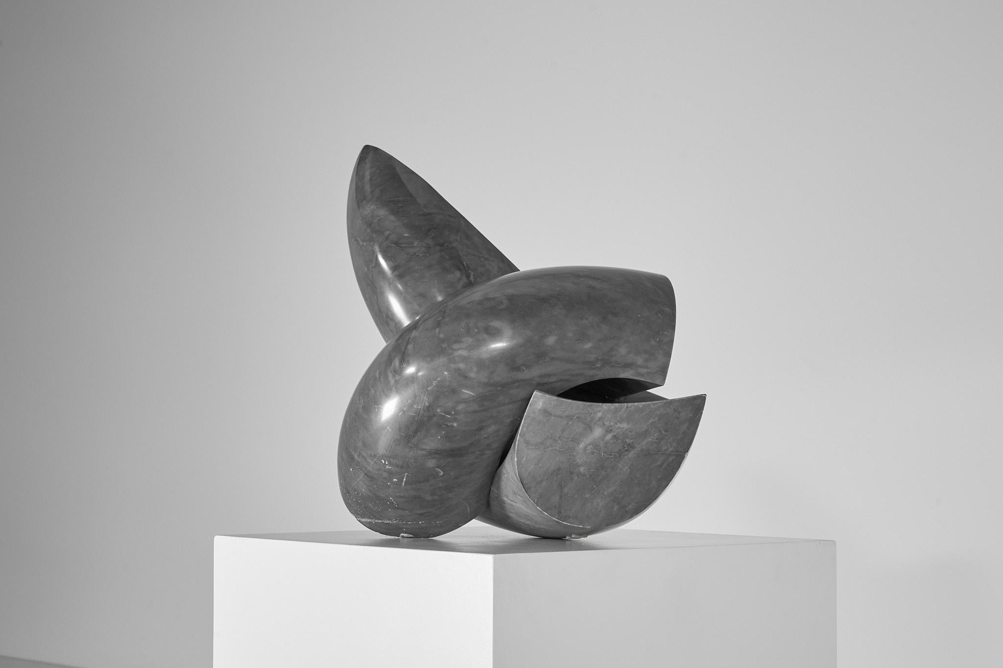 Late 20th Century Paolo Schiavocampo Grey Marble Sculpture Italy 1973
