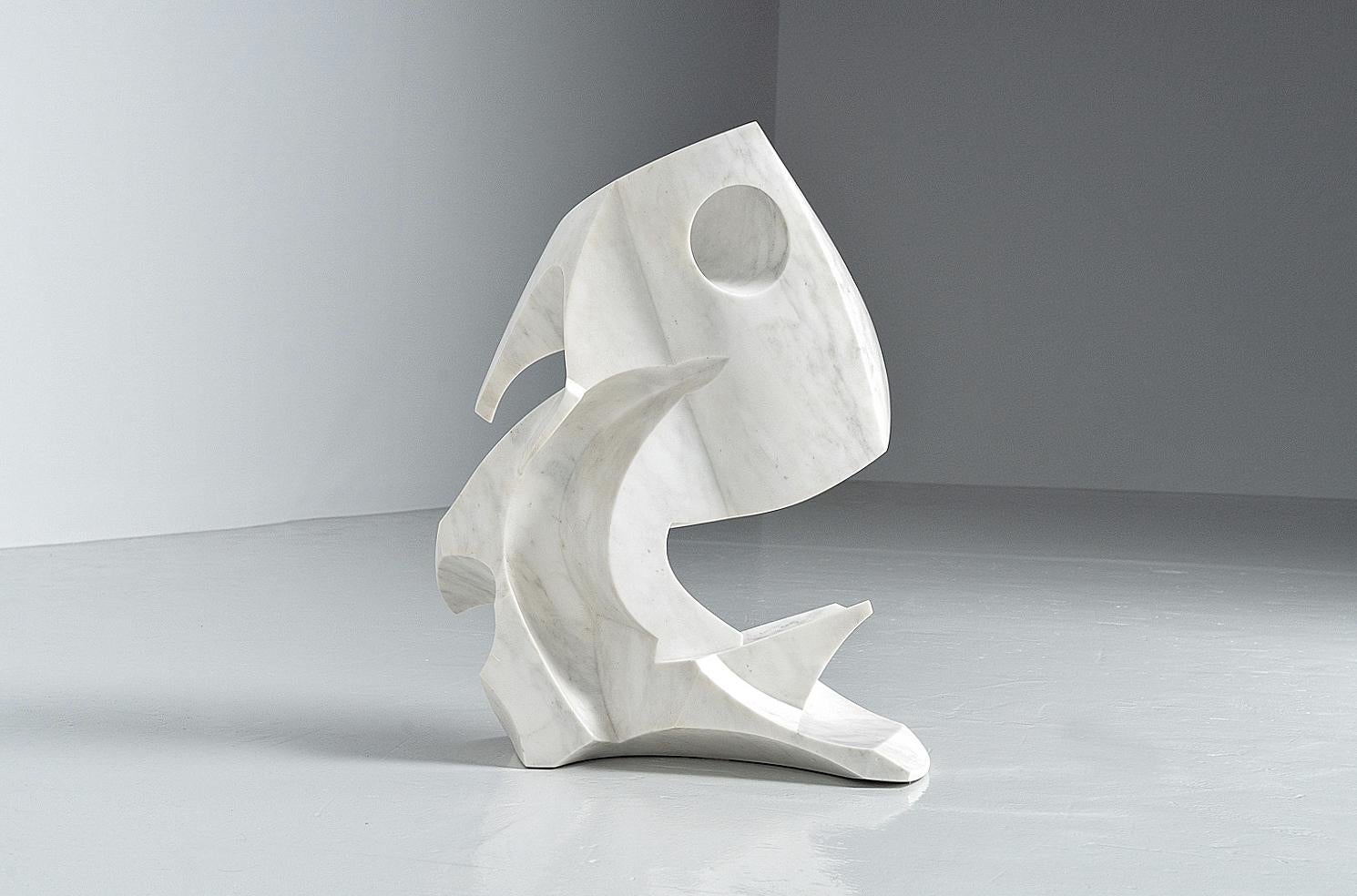 Mid-Century Modern Paolo Schiavocampo Marble Sculpture Italy 1977