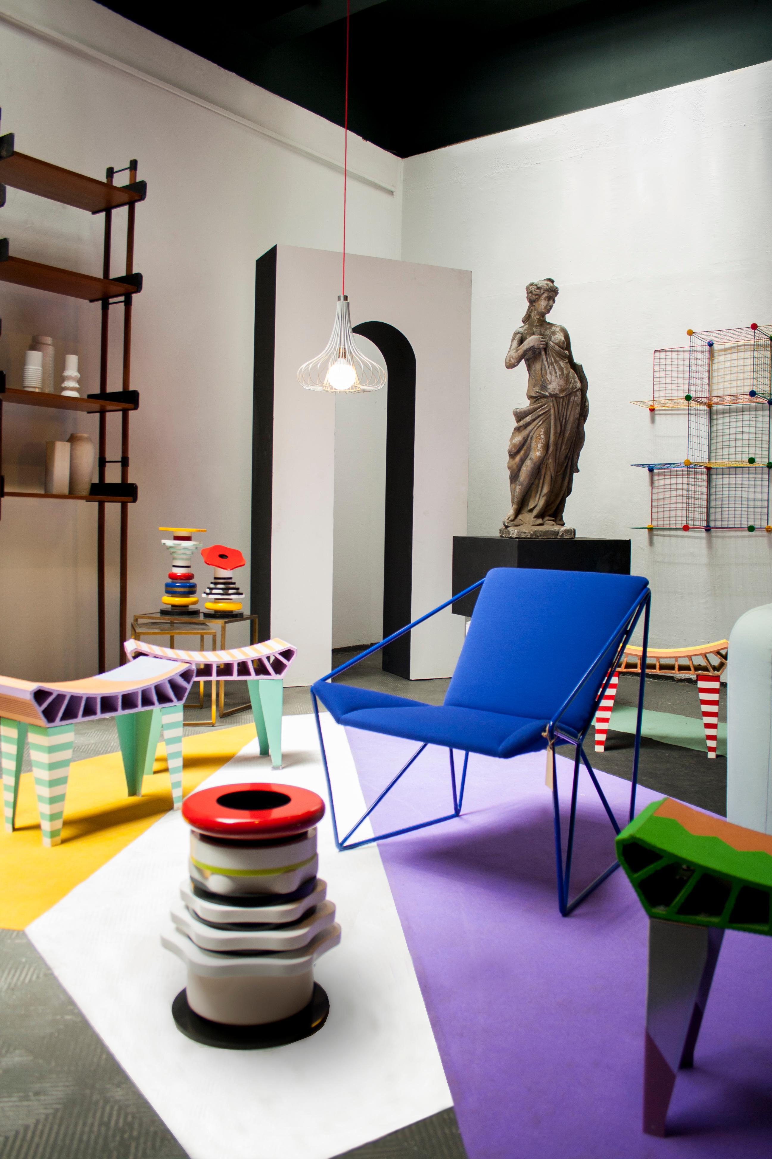 Contemporary Paolo Setti Fipro Studio Memphis Style Corian Multi-Color Vase, Spain, 2019