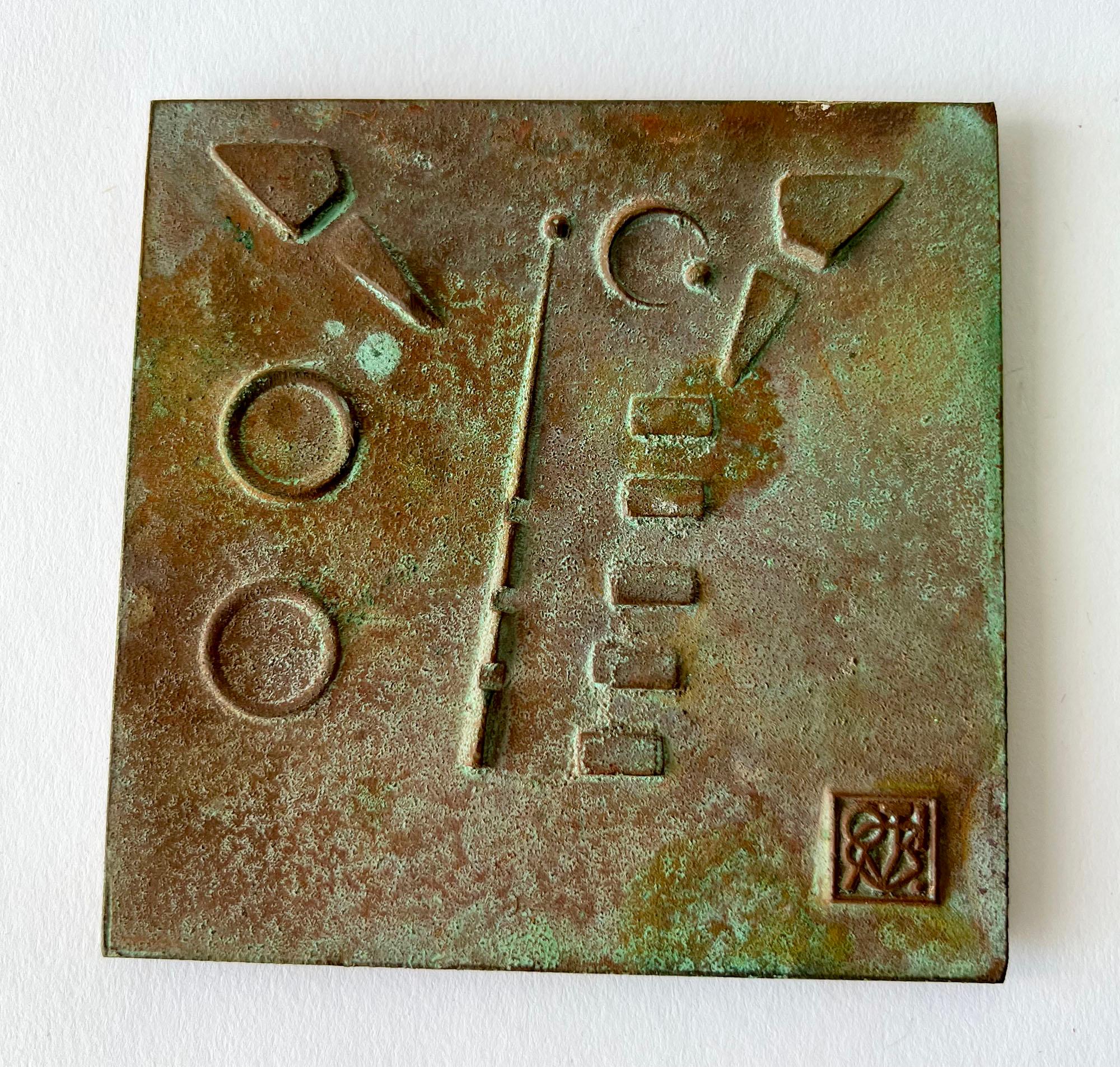 Paolo Soleri bronze tile measures 5