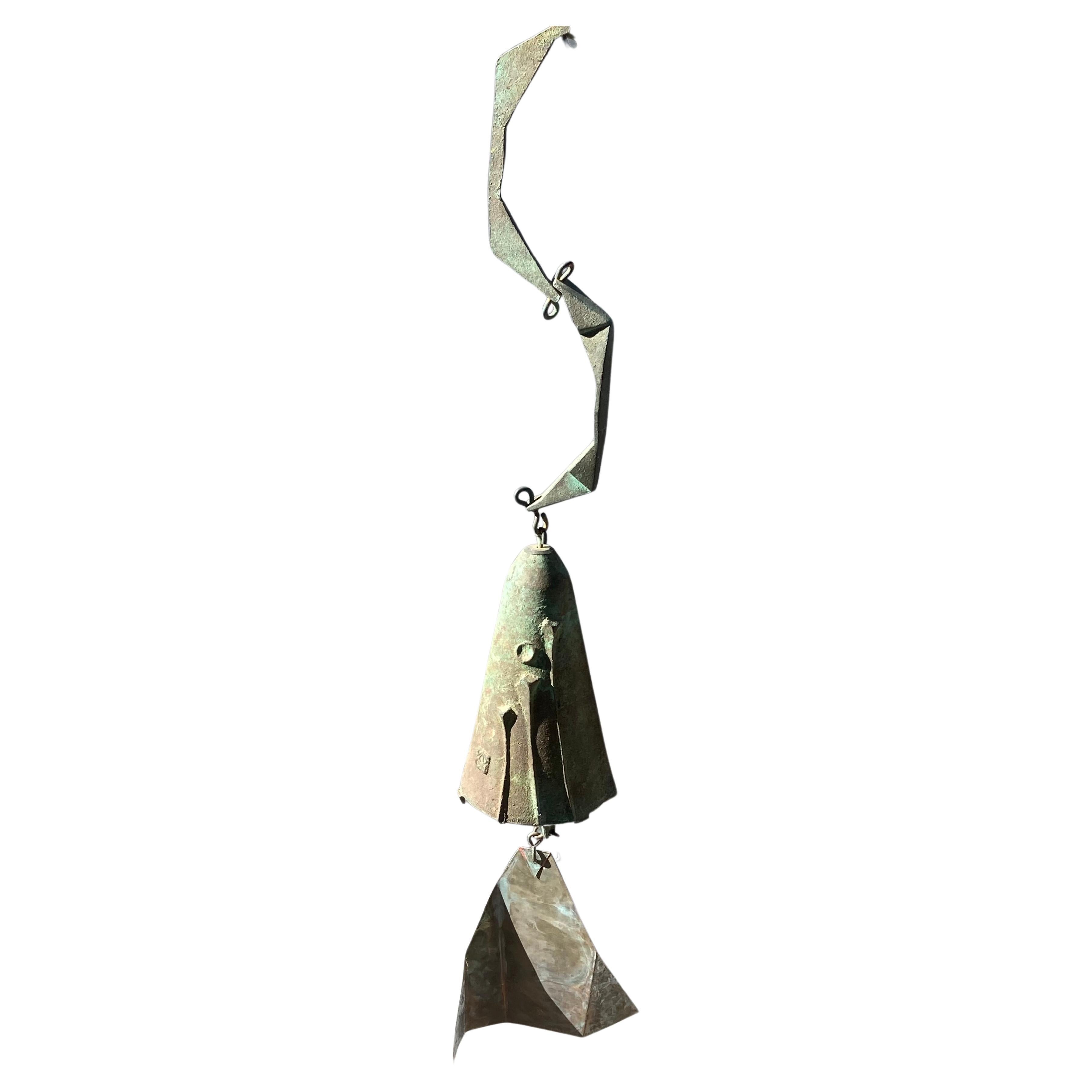 Paolo Soleri brutalist bronze , wind chime bell sculpture , for Arcosanti 