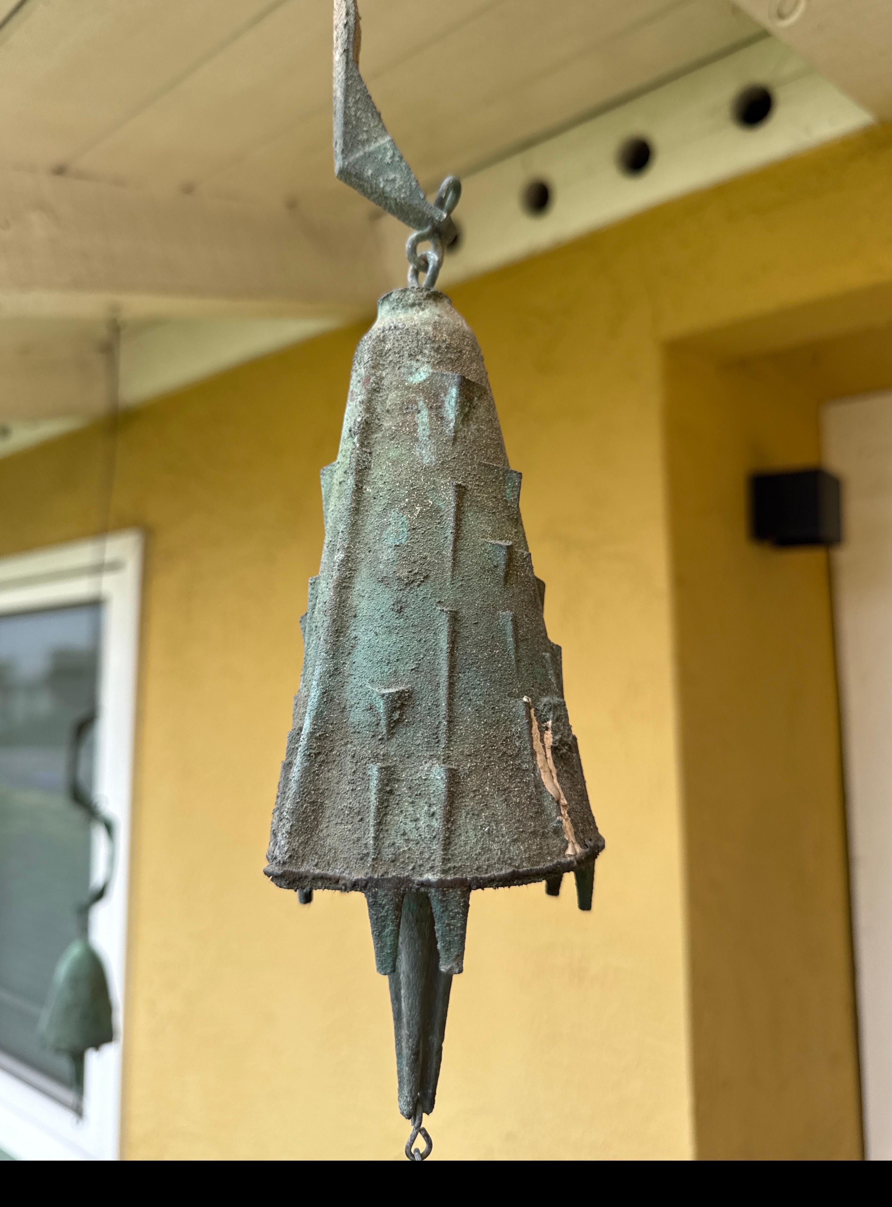 Circa 1970 Cast Bronze Bell by Paolo Soleri. The bell's body is 4