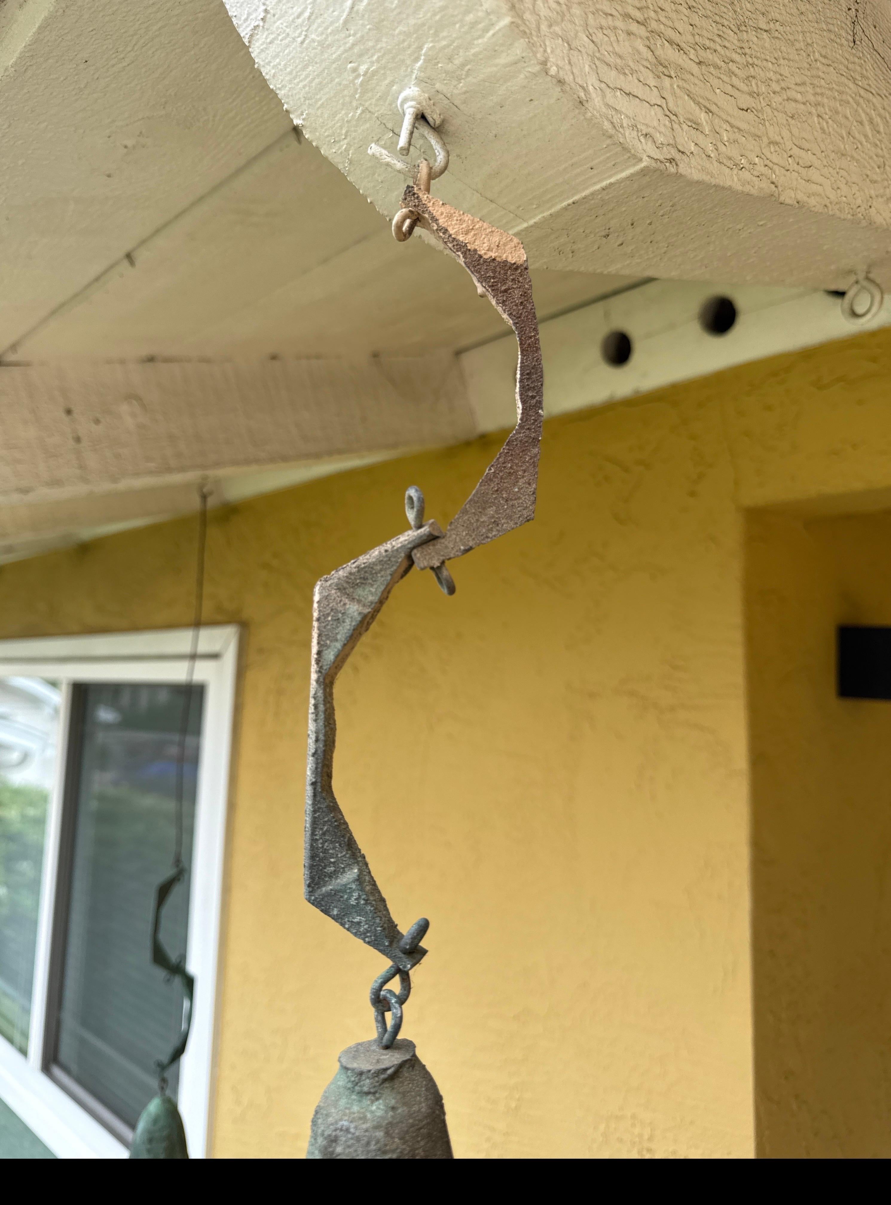 Mid-Century Modern Paolo Soleri Brutalist Cast Bronze Bell Wind Chime from Cosanti For Sale