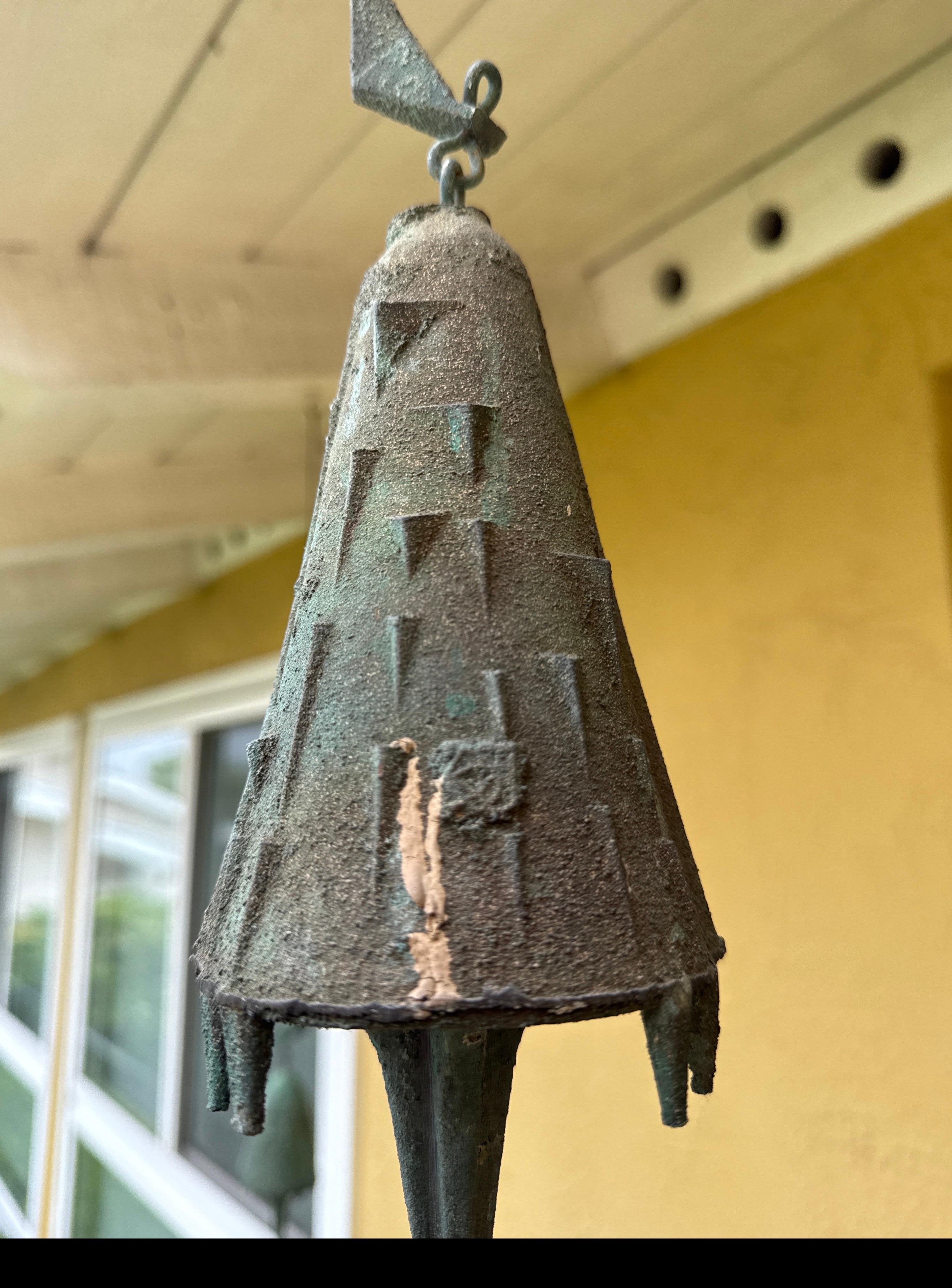 Paolo Soleri Brutalist Cast Bronze Bell Wind Chime from Cosanti In Good Condition For Sale In San Juan Capistrano, CA