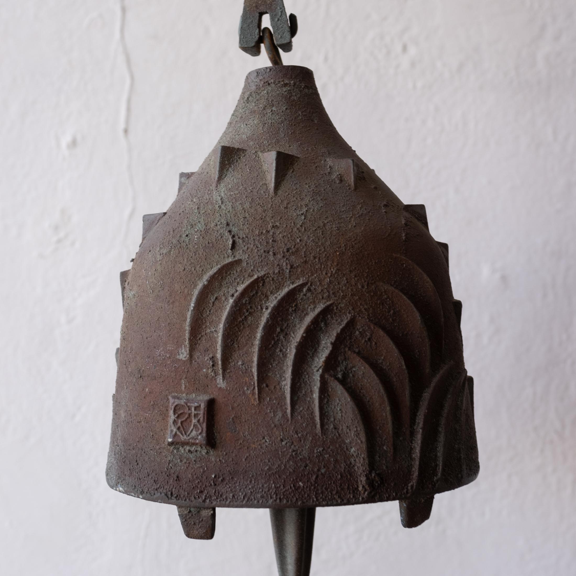 Vintage bronze Cosanti bell by Paolo Soleri. The bell chamber has the Cosanti mark. Fantastic patina and a great sound.

Paolo Soleri (1919-2013), the founder of Cosanti and Arcosanti, was an important artist, architecture, philosopher and urban