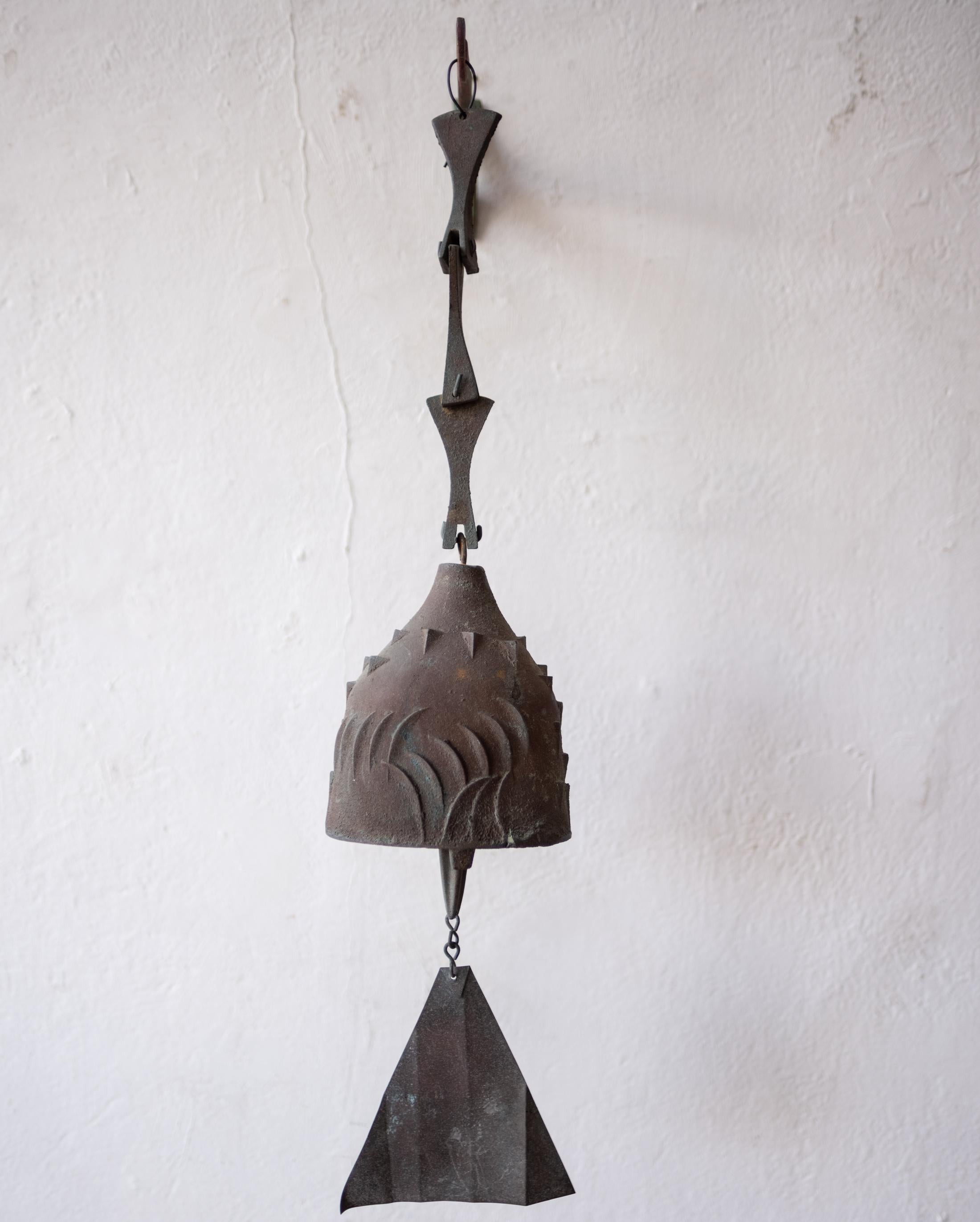 Mid-Century Modern Paolo Soleri Large Hanging Bronze Bell 1960s