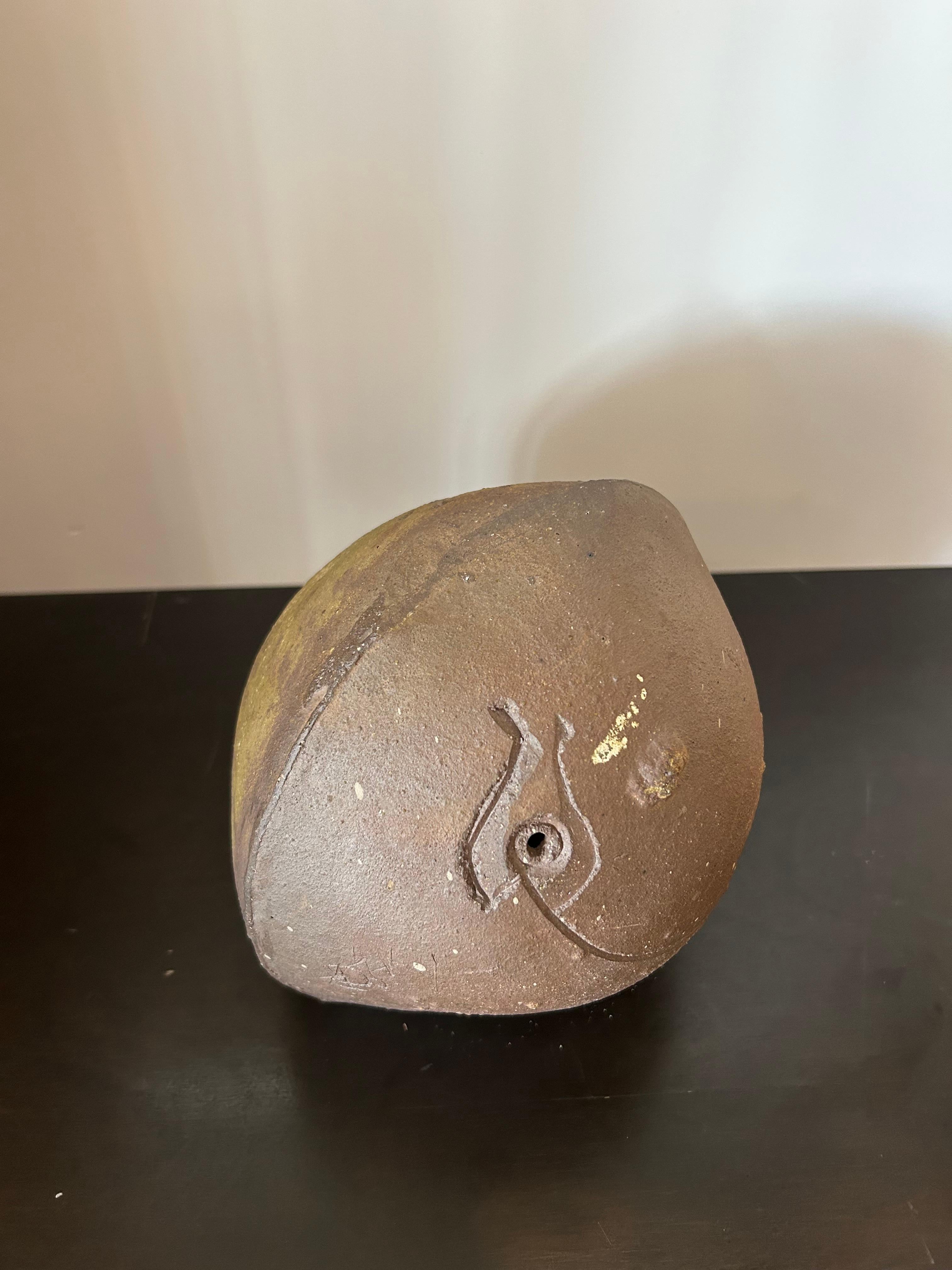 Late 20th Century Paolo Soleri Ceramic Bowl with Fish Design