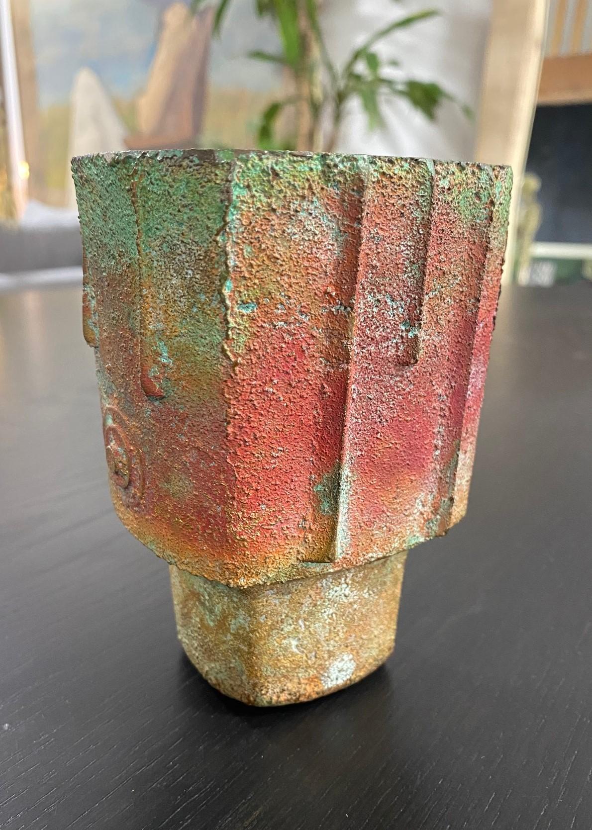 American Paolo Soleri Signed Stamped Arcosanti Cosanti Mid-Century Modern Bronze Vase