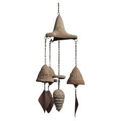 Paolo Soleri Tripod Ceramic & Metal Wind Chime, America circa 1970