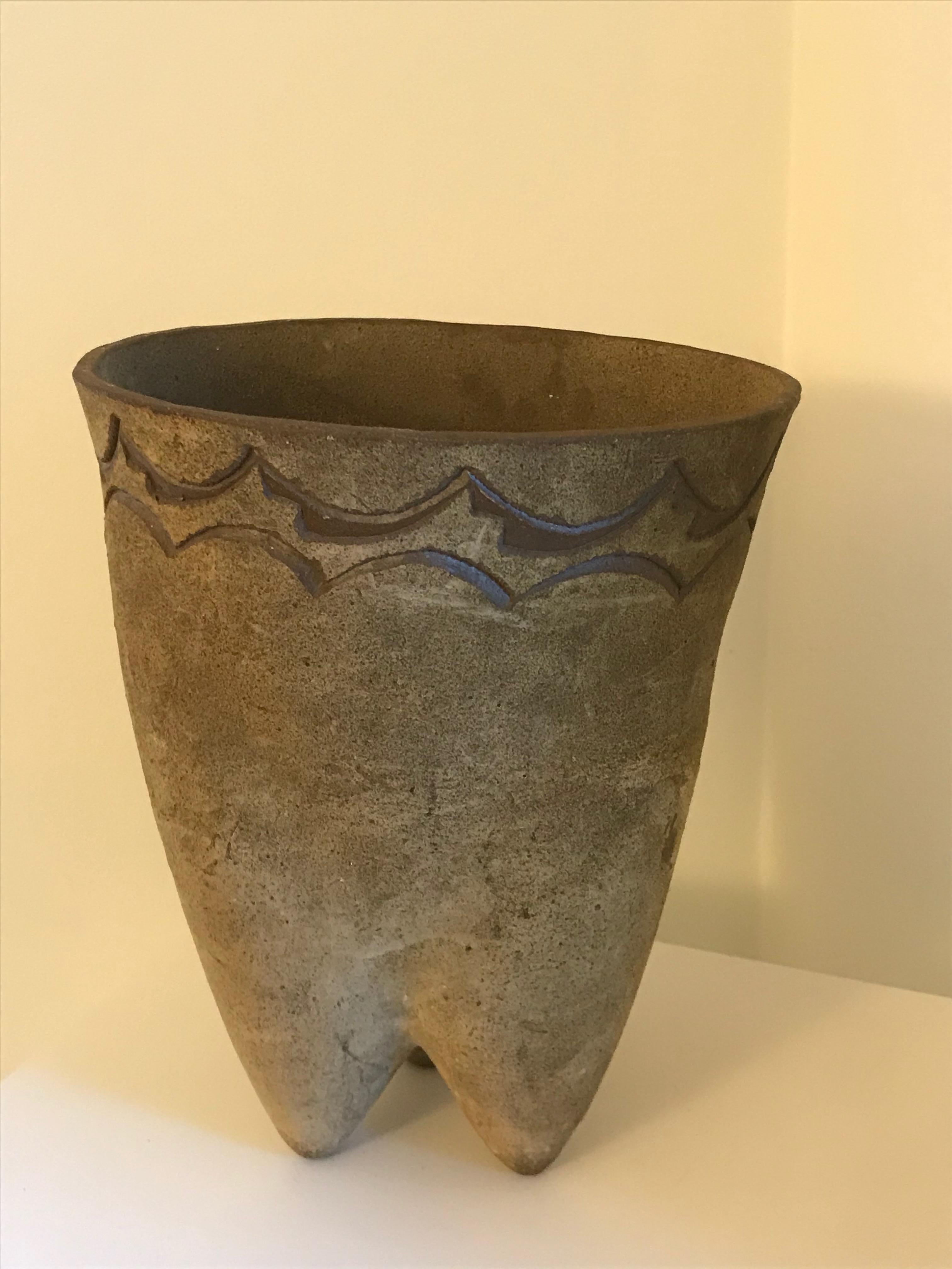 Modern Paolo Soleri Tripod Ceramic Vase Planter